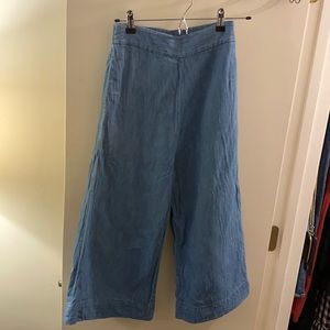 Madewell Denim pull-on wide leg cropped Pants